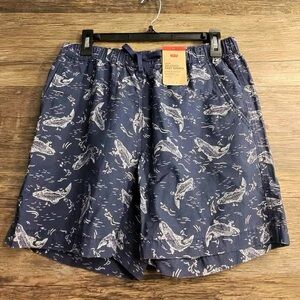 Levi's Navy Whale Print Swim Trunks
